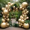 Gold Balloon Garland Kit – 18,12,10,5in Chrome Balloons with Tape & Ribbon for Parties